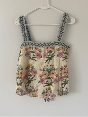 Billabong Cream Floral Square-Neck Tank with Pink & Yellow Blooms